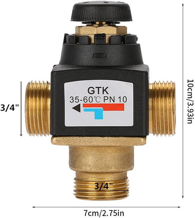 Thermostatisches Mischventil für Solarwarmwasserbereiter 3 Wege DN20 Aussengewinde Messing, hochwert