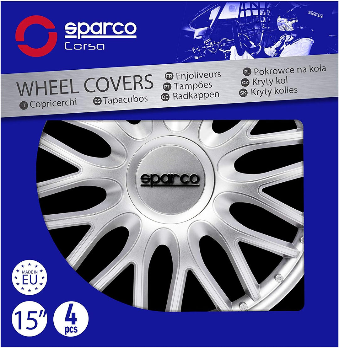 Sparco SPC1596SV Wheel Trims Roma Silver 15 Inch, Set of 4, ROMA 15 zoll SILBER, ROMA 15 zoll SILBER