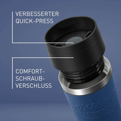 Emsa N20221 Travel Mug Classic Isolierbecher 0,5 Liter | neuer Komfort-Schraubverschluss | Edelstahl