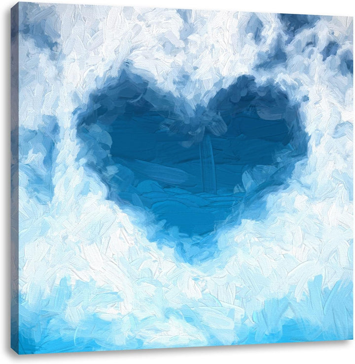 Pixxprint Romantisches Herz in den Wolken als Leinwandbild Quadratisch | Grösse: 70x70 | Wandbild| K