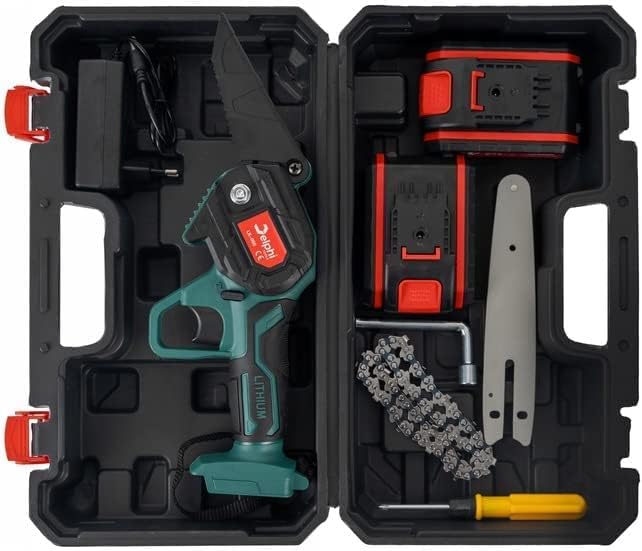 Delphi Akku-Kettensäge 6" Zoll D-04 2x 21V 1500 mAh 1000W battery bürstenlose Kreissäge mini kettens