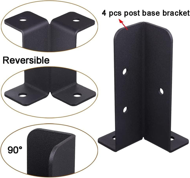 VANROUG 4pcs post anchor adjustable Post Shoe Fence Square Wooden Posts Ground Sleeve Fence Support