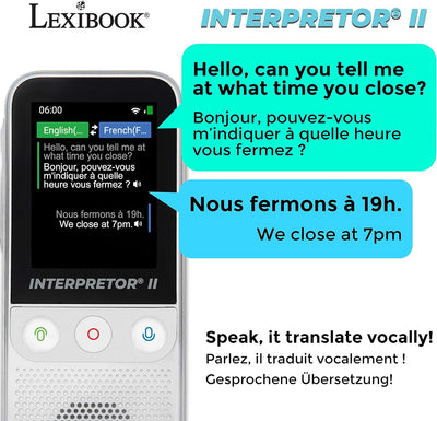 Lexibook NTL3000 Interpretor 3-Instant Voice 137 Sprachen, Fotoübersetzung und Memos, Pro Portable &