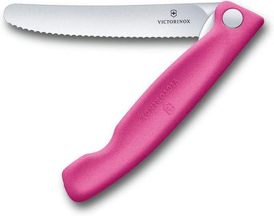 Victorinox 2-tlg Swiss Classic Faltbares Gemüsemesser/Tafelmesser Set, Wellenschliff pink Pink Duo P