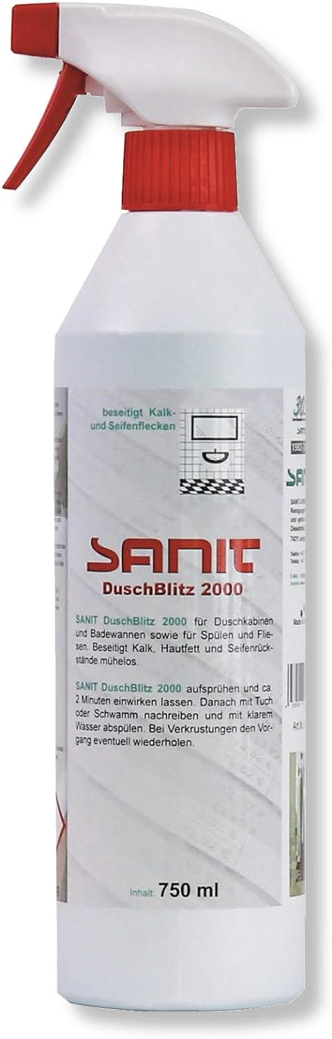 DEWEPRO-Set: SANIT DuschBlitz 2000 (3015) - 2 Flaschen à 750ml - beseitigt mühelos Kalk, Hautfett un