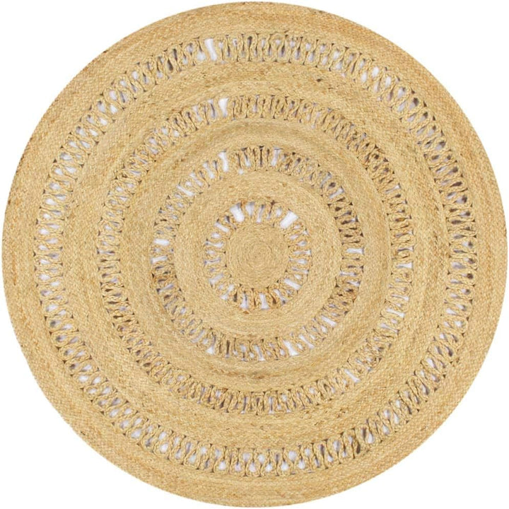 Tidyard Teppich Handgefertigt Jute Geflochten rund,jedes Stück ist EIN Unikat, Durchmesser: 120 cm
