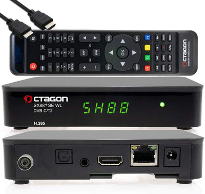 OCTAGON SX88+ SE WL H.265 HD Mini Hybrid-Receiver C/T2+ Smart IPTV Box schwarz – DVB-C/DVBT 2, USB-R