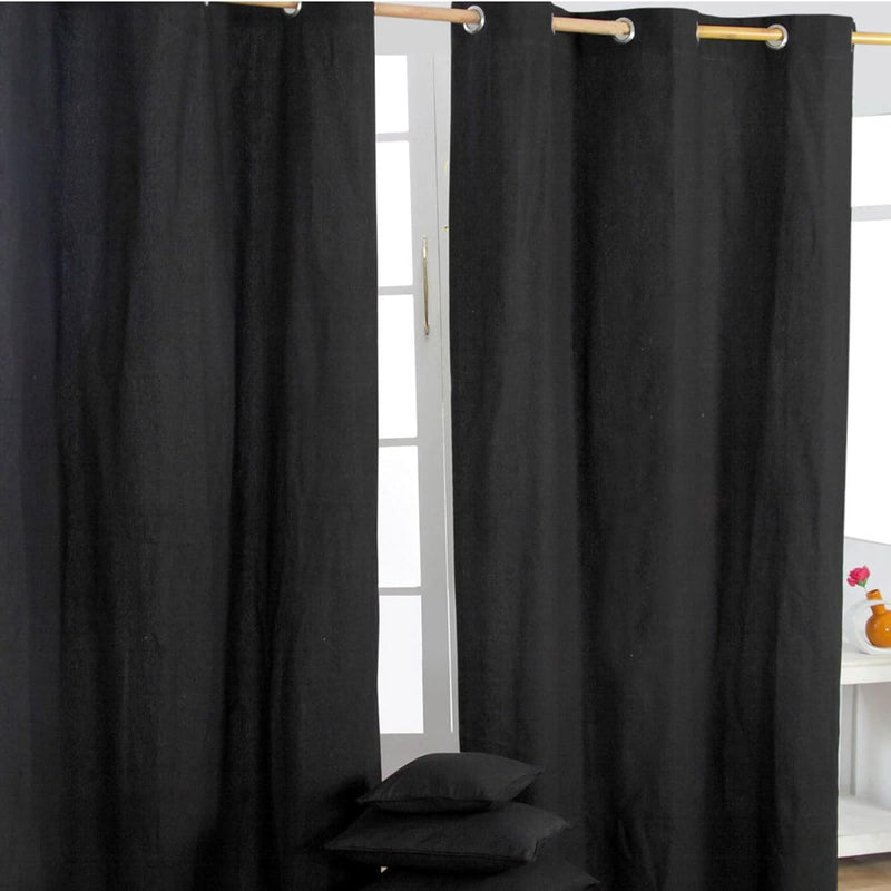 Homescapes Ösenvorhang Blickdicht schwarz Dekoschal 2er Set Plain Colour Breite 137 x Länge 182 cm V