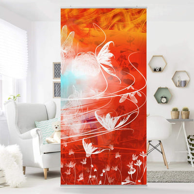 Bilderwelten Raumteiler Red Grunge with Butterflies 250x120cm ohne Halterung, ohne Halterung