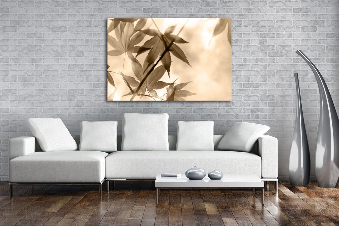 deyoli Ahornblätter Format: 100x70 als Leinwand, Motiv fertig gerahmt auf Echtholzrahmen, Hochwertig