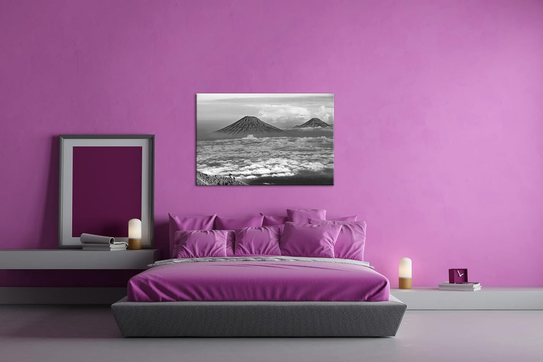 deyoli Vulkane in Java Indonesien Format: 60x40 Effekt: Schwarz&Weiss als Leinwandbild, Motiv fertig