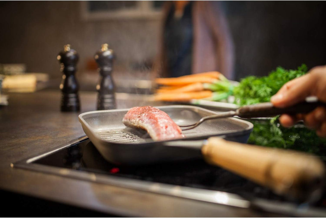 Berndes BONANZA Grillpfanne 28 x 28 cm, robuster Aluguss, antihaftversiegelt, eckig 28 cm Grillpfann