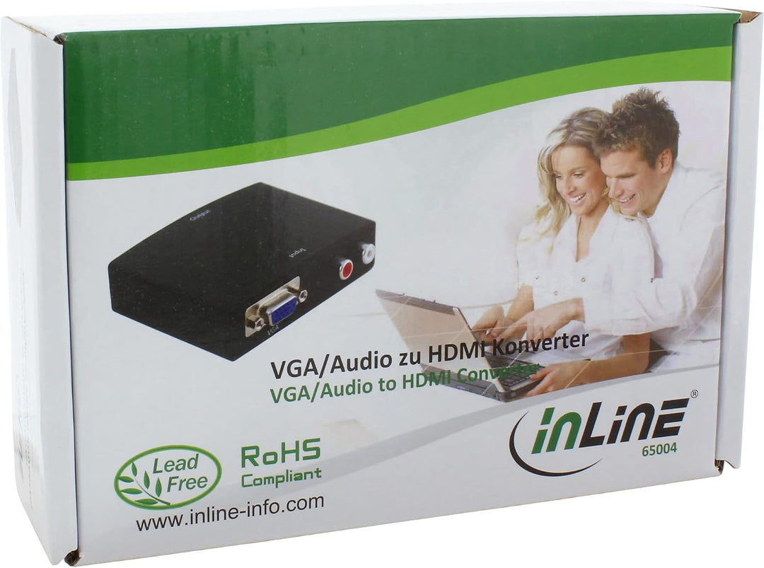 InLine 65004 Konverter VGA+Audio zu HDMI, Eingang VGA und Cinch Audio Stereo, Ausgang HDMI, inkl. Ne
