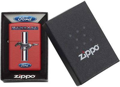 Zippo Ford Mustang Benzinfeuerzeug, Messing, Edelstahloptik, 1 x 6 x 6 cm