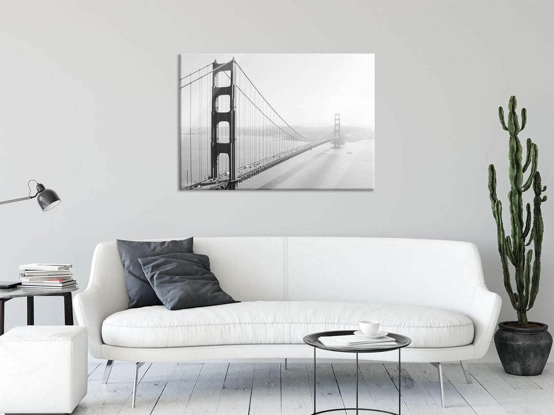 Pixxprint Glasbild | Wandbild aus Echtglas | Golden Gate Bridge San Francisco | 80x60 cm | inkl. Auf
