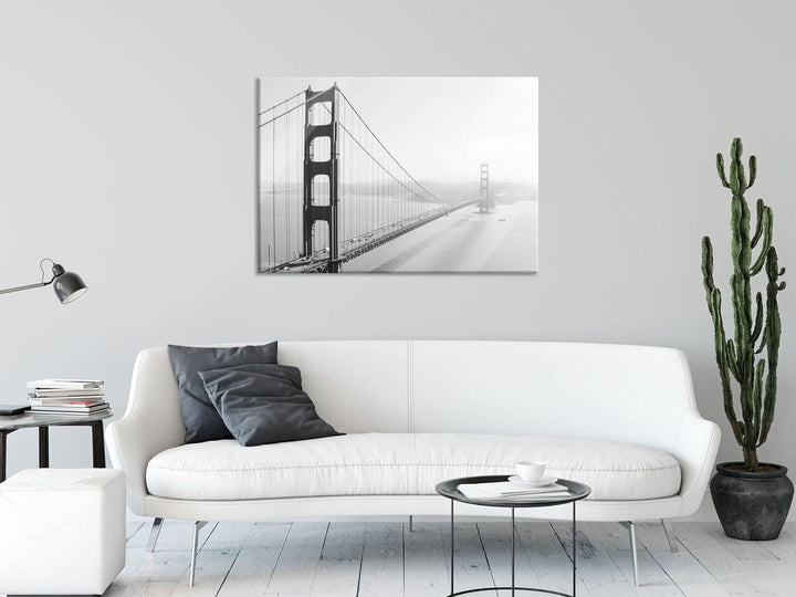 Pixxprint Glasbild | Wandbild aus Echtglas | Golden Gate Bridge San Francisco | 80x60 cm | inkl. Auf