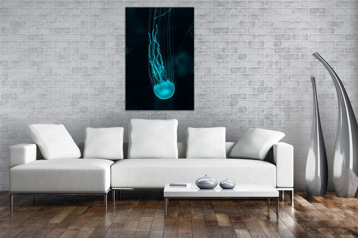 deyoli die langen Tentakel einer Qualle Format: 120x80 als Leinwandbild, Motiv fertig gerahmt auf Ec