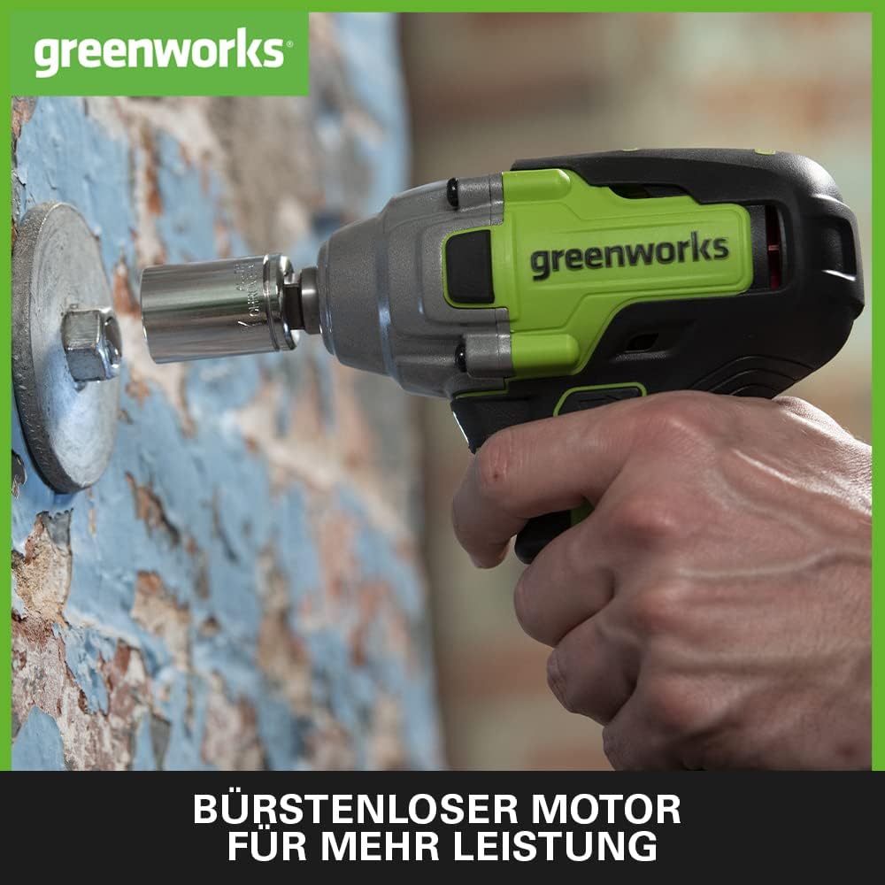 Greenworks GD24IW400 Akku Schlagschrauber mit bürstenlosem Motor, 0-2800 U/min, 0-4000ipm, 400Nm Dre