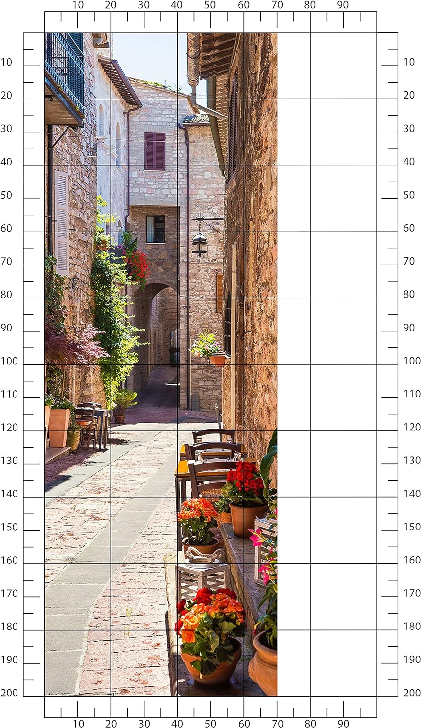 wandmotiv24 Türtapete Gasse, Mediterran, Italien, Sonne 70 x 200cm (B x H) - Dekorfolie selbstkleben