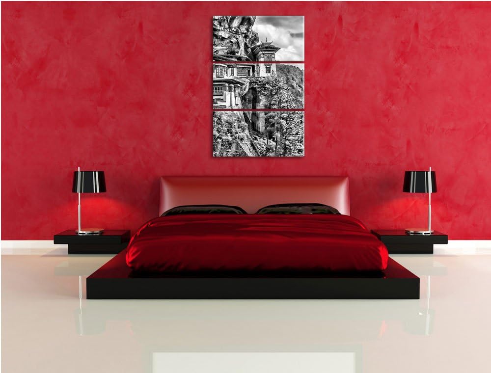 Pixxprint Buddha Tempel in China als Leinwandbild/Grösse: 3 Teilig (120x80) cm/Wandbild/Kunstdruck/f