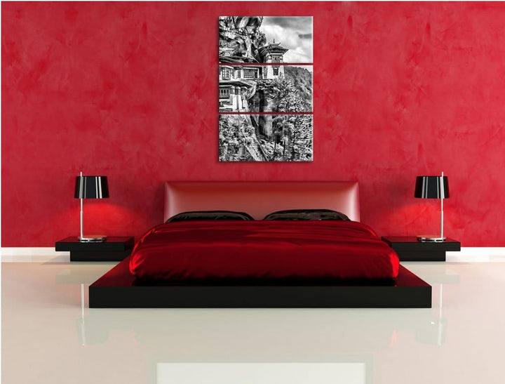 Pixxprint Buddha Tempel in China als Leinwandbild/Grösse: 3 Teilig (120x80) cm/Wandbild/Kunstdruck/f