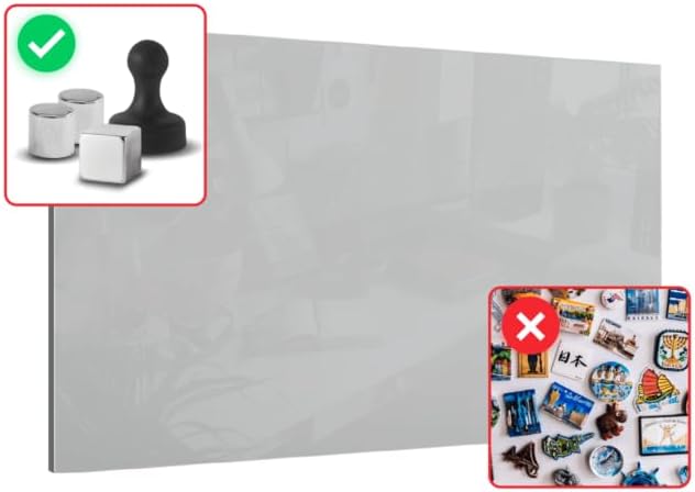 ALLboards Glasboard Magnetisch Grau 60x40cm, Rahmenlos, Glastafel, Magnettafel, Gehärtetes Glas, Gra