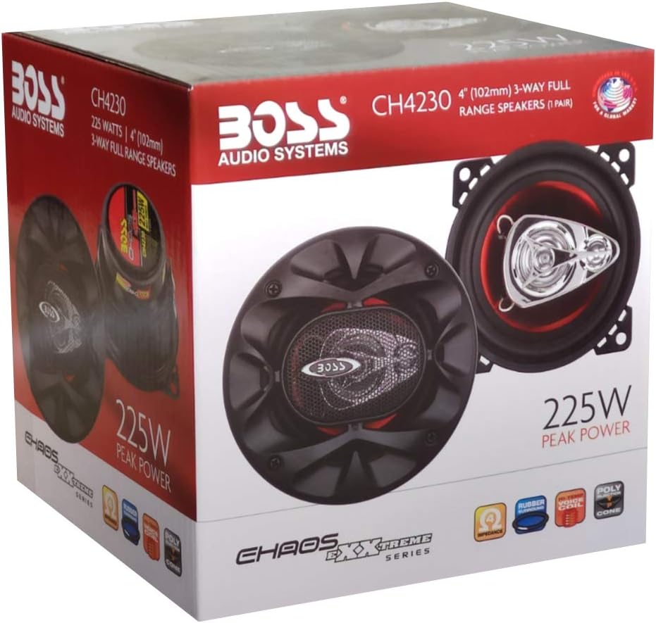 2 Lautsprecher kompatibel mit BOSS Audio Systems CH4230 CH 4230 3 Wege koaxial 10,00 cm 100 mm 4" Du