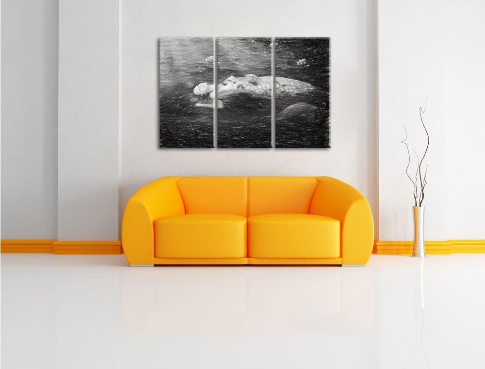 Pixxprint Meerjungfrau im Wasser liegend als Leinwandbild/Grösse: 3 Teilig (120x80) cm/Wandbild/Kuns