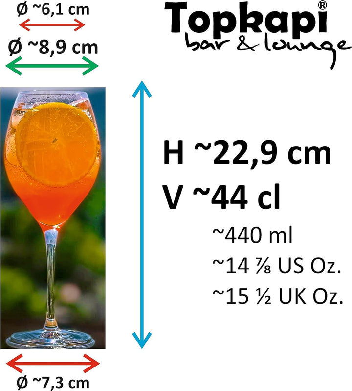 Topkapi Aperol Spritz Glas Hengsbach XL– Aperol Spritz Gläser, Cocktail Glas, 440ml, Profi-Glas Blei