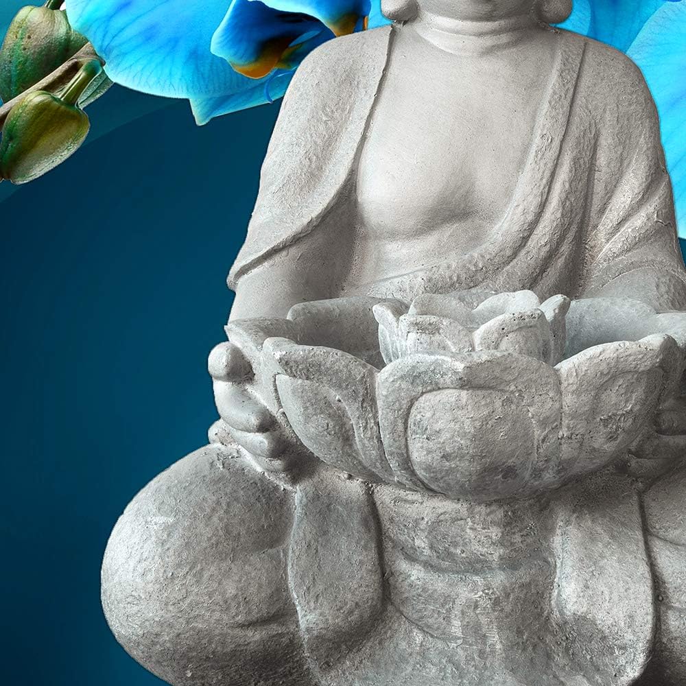 Feeby Bilder Buddha 200x100 cm Leinwandbild 5 Teilig XXL Kunstdruck modern Blumen blau Leinwandbild