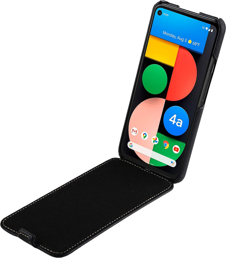 STILGUT UltraSlim kompatibel mit Google Pixel 4a 5G Hülle - Pixel 4a 5G Flip Case aus Leder, Klapphü