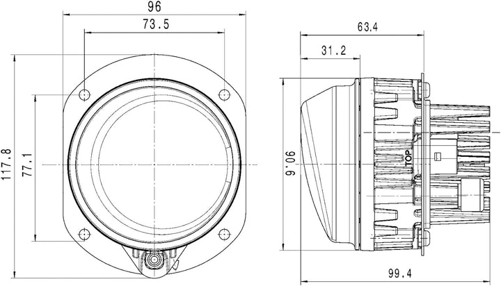 HELLA - LED-Nebelscheinwerfer - 90mm Performance L4060 - 24/12V - rund - Einbau - glasklare Streusch