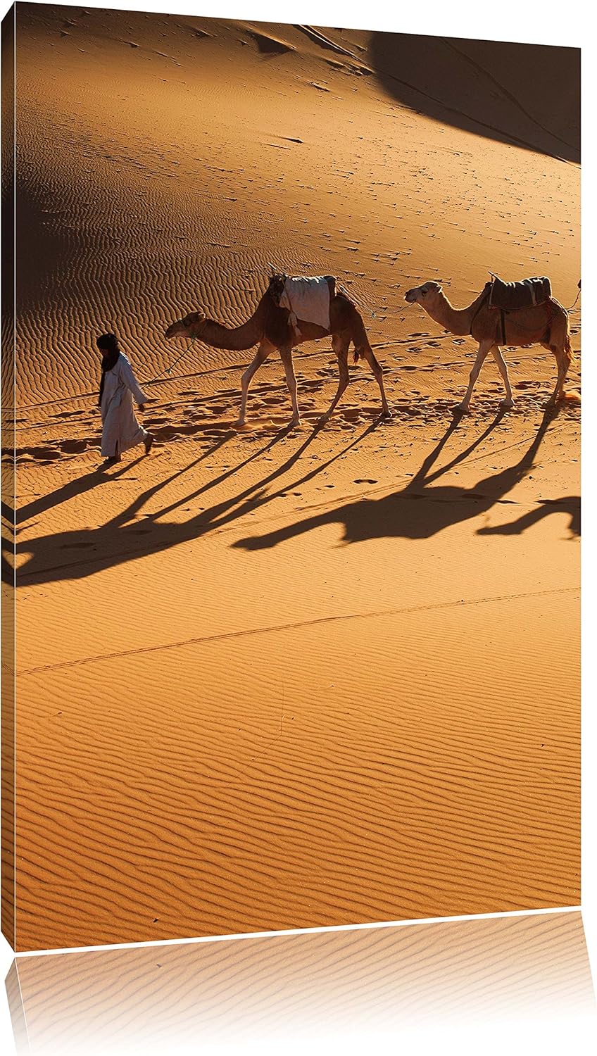 Pixxprint Kamelkarawane in der Wüste als Leinwandbild/Grösse: 100x70 / Wandbild/Kunstdruck/fertig be