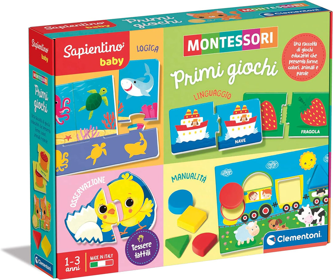 Clementoni - Sapientino Baby Primi Lernspiel 1 Jahr (italienische Version), Spiele Montessori, Made