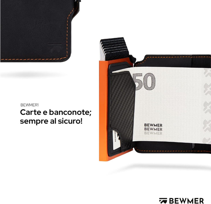 BEWMER 1 Geschütztes Kartenetui | Slim Wallet für Männer und Frauen | Kartenhalter mit RFID-Schutz u