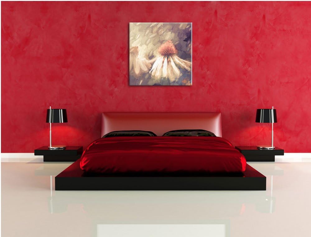 Pixxprint Blumen im Regen Pinsel Effekt, Format: 70x70 auf Leinwand, 70x70