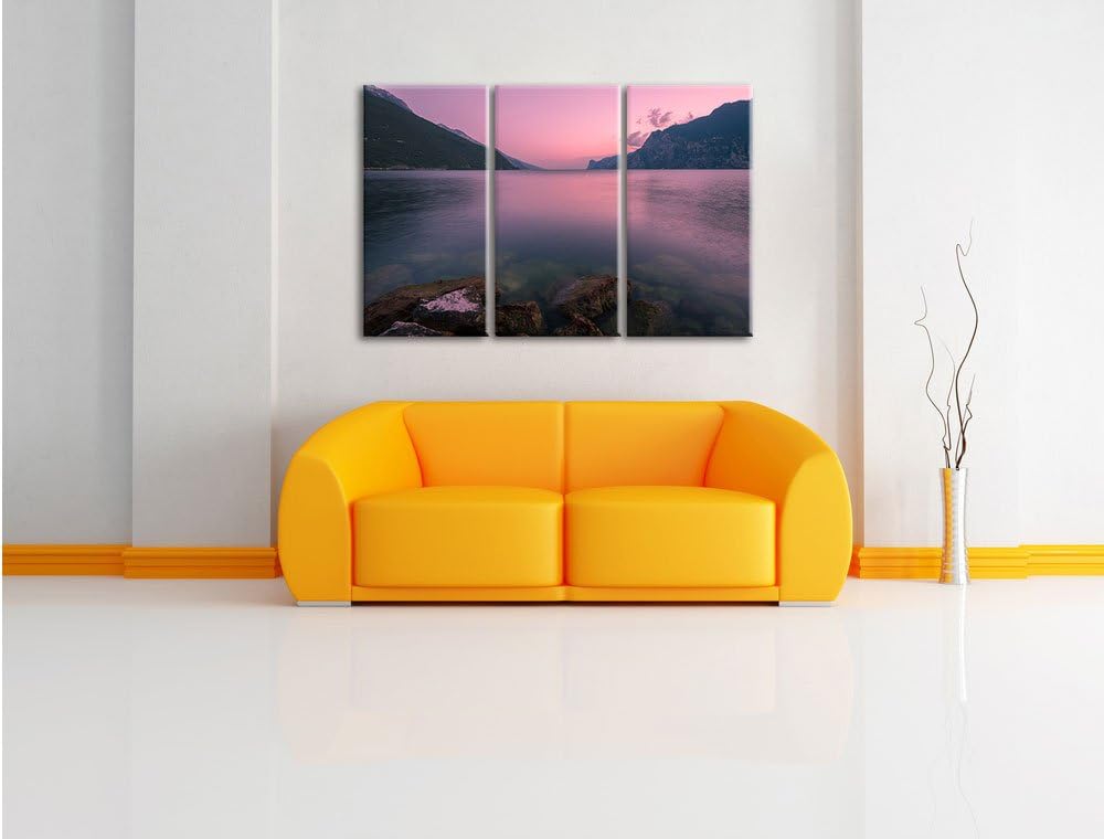Pixxprint Gardasee in Italien als Leinwandbild | Grösse: 3 Teilig (120x80) | Wandbild| Kunstdruck |