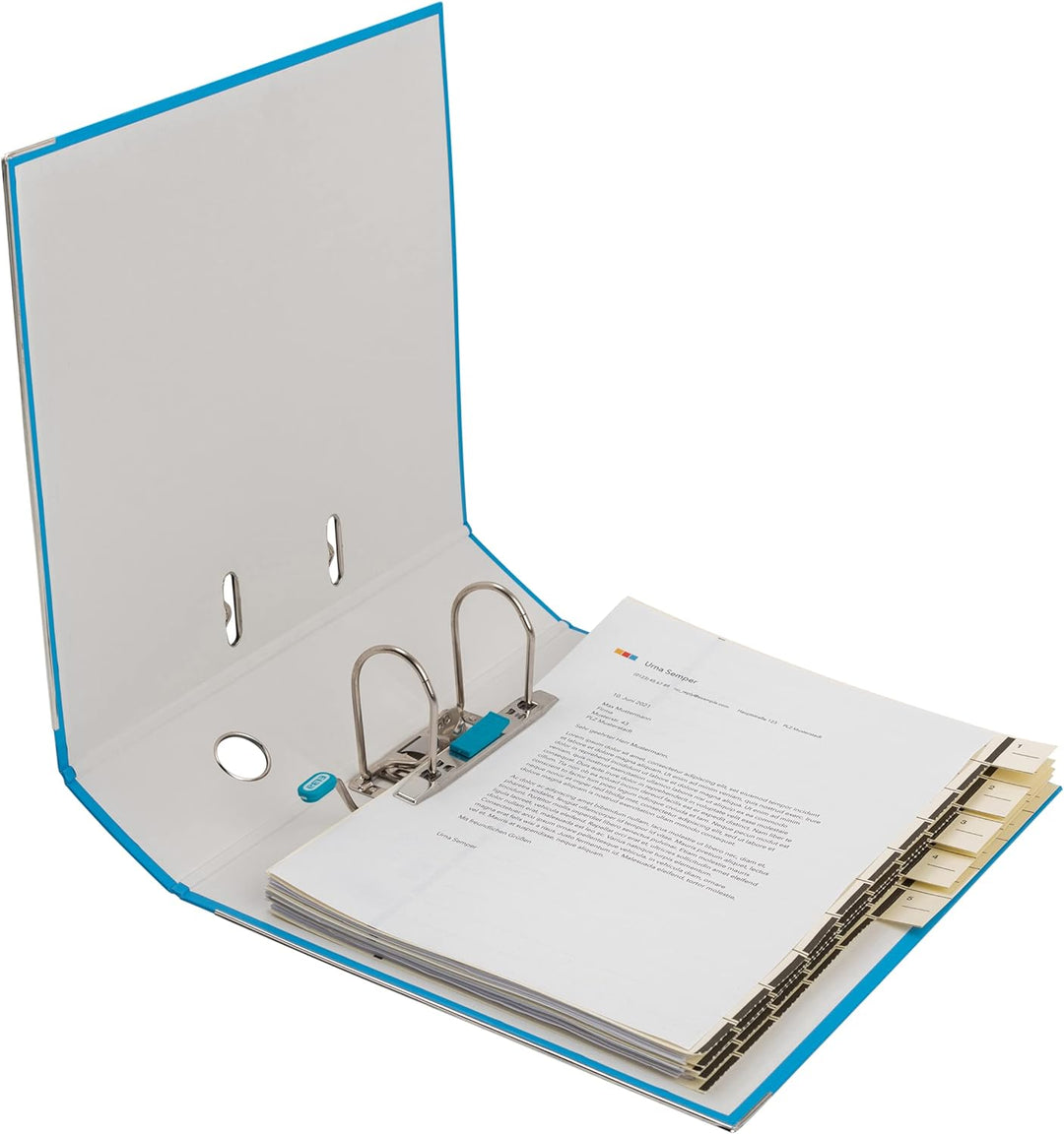 Elba Ordner A4, Smart Pro, 8 cm breit, Kunststoff aussen, ozeanblau, 10 Stück hellblau A4, breit, he