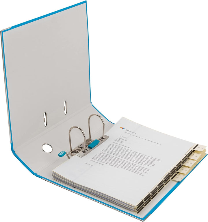 Elba Ordner A4, Smart Pro, 8 cm breit, Kunststoff aussen, ozeanblau, 10 Stück hellblau A4, breit, he