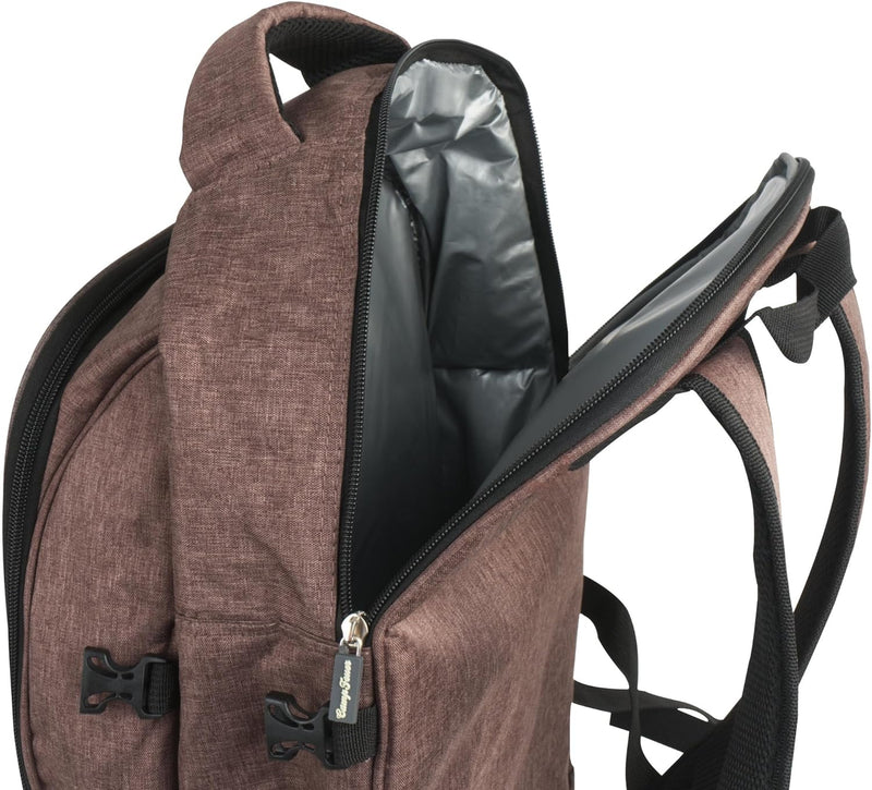 CampFeuer Picknickrucksack 32-teilig | Picknickset für 4 Personen | braun meliert | mit Flaschenhalt