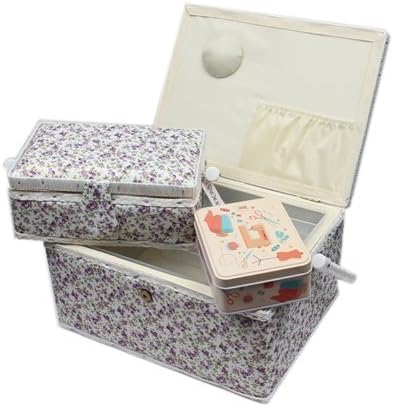 Ackermann Nähkorb-Set mit Tragegriff (1x gross und 1x mittel) + 1x kleine Accessoires-Box aus Metall