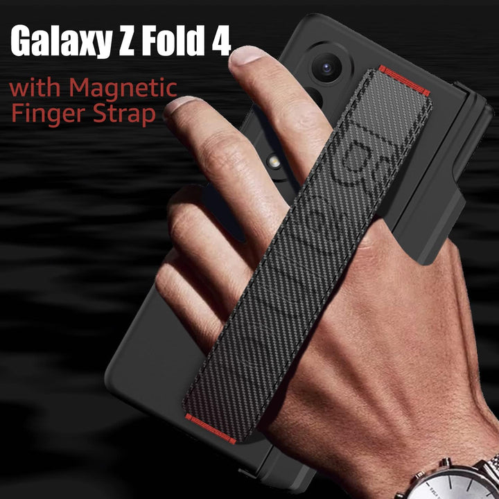 Hülle für Samsung Galaxy Z Fold 4 Magnetscharnierschutz mit Armband und S-Pen-Halter, Luxus-PC Stoss