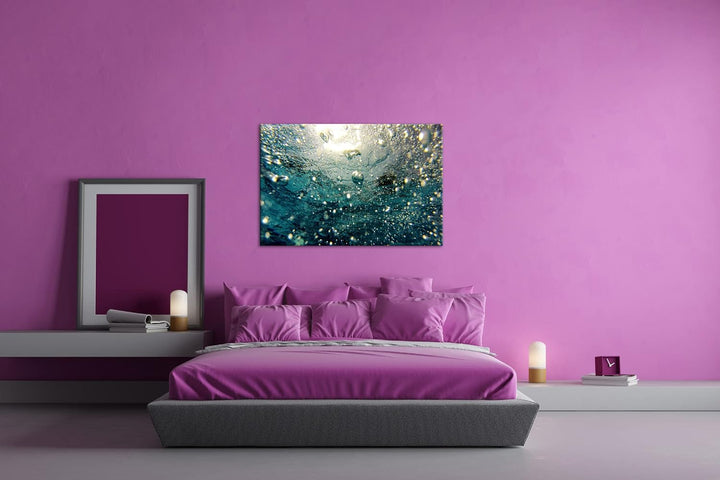 deyoli Luftblasen im blauen Wasser im Format: 100x70 als Leinwandbild, Motiv fertig gerahmt auf Echt