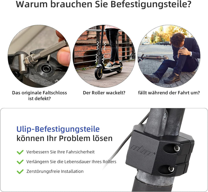 ulip Elektro-Scooter Klappklemme Vertikale Stange aus Aluminium Robuste Verriegelungsteile Spannklem