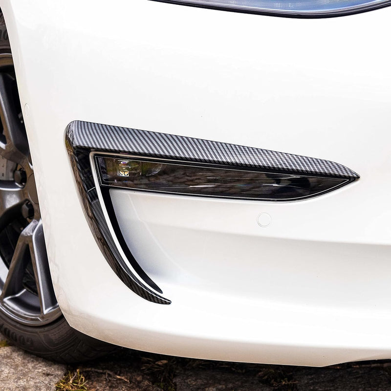 Tesvolution® Nebelscheinwerfer Abdeckungen in Carbonoptik für Tesla Model 3 - Augenbrauen für Schein