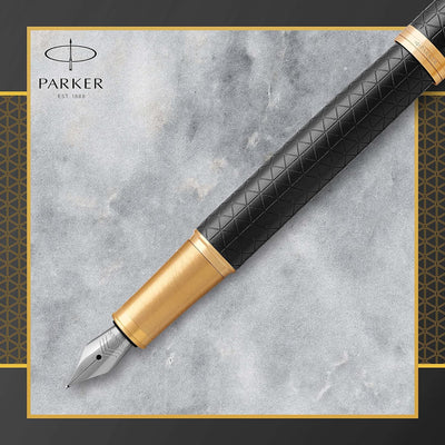 Parker IM Füller | Premium Black | Füllfederhalter mit feiner Feder | blaue Tinte | Geschenkbox Prem