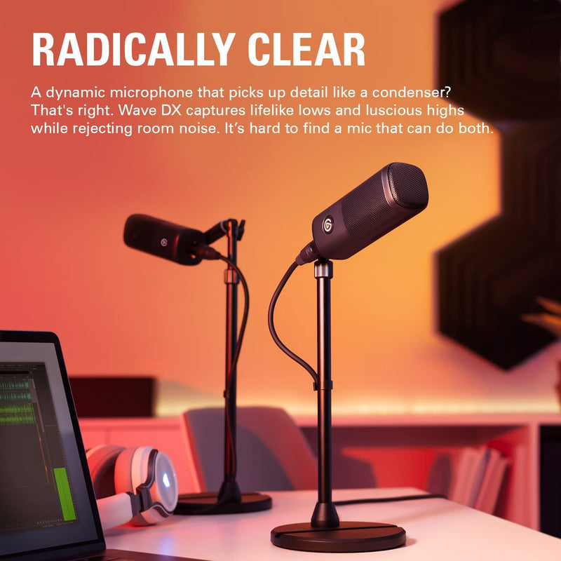 Elgato Wave DX mit Kabel - Dynamisches XLR-Mikro mit 3m XLR Kabel, unterdrückt Hintergrundgeräusche,