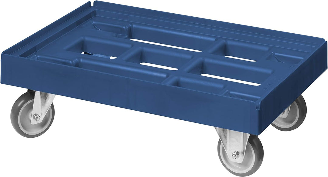 Transportroller für Kisten 60 x 40 cm mit 2 Bock- und 2 Lenkrollen in blau