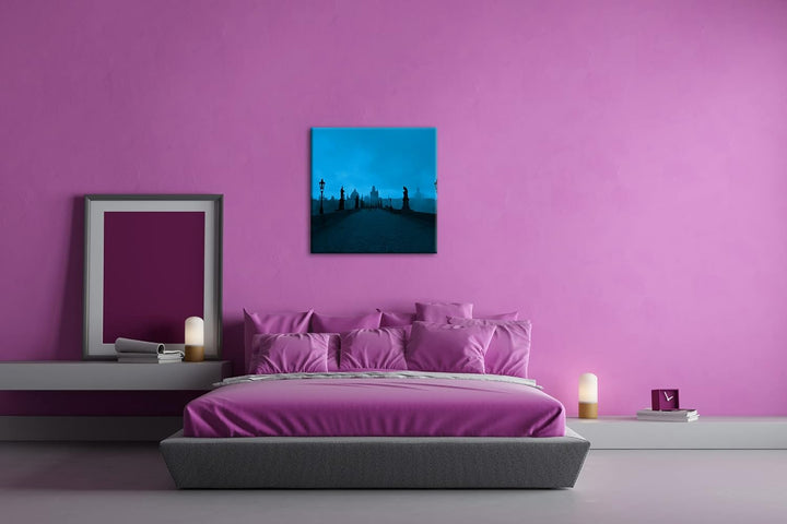 deyoli Brücke in Prag im Format: 70x70 Effekt: Zeichnung als Leinwandbild, Motiv auf Echtholzrahmen,