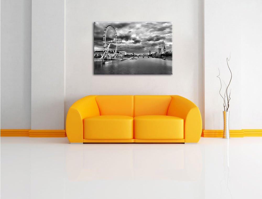 Pixxprint Riesenrad, London Eye als Leinwandbild/Grösse: 100x70 cm/Wandbild/Kunstdruck/fertig bespan